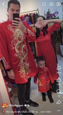 Nguyen Filip trong bo ao dai do 